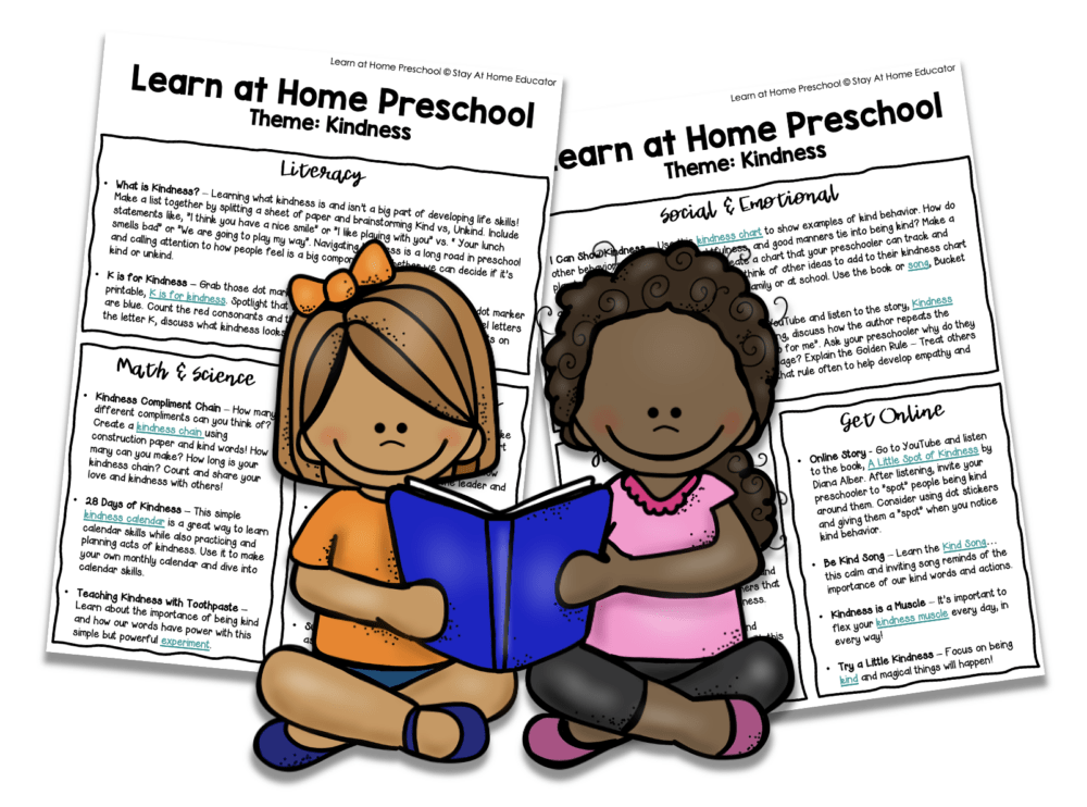 Free Printable Kindness Lesson Plans for Preschool - Stay At Home Educator